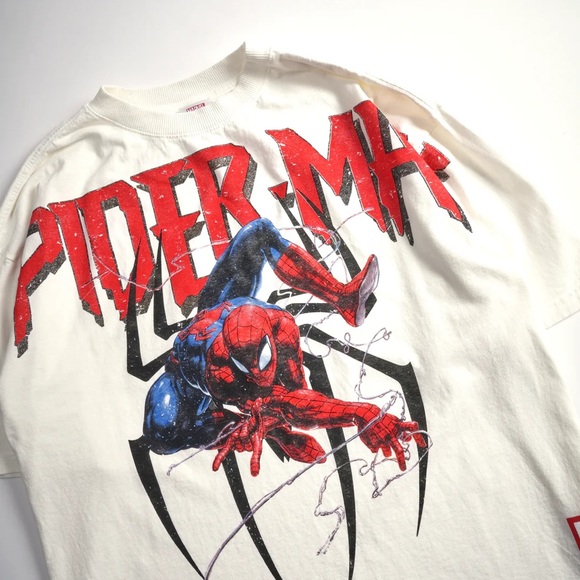 Civil Regime-SPIDERMAN WEBS 199X OVERSIZED TEE IN BUTTER - Picture 3 of 7